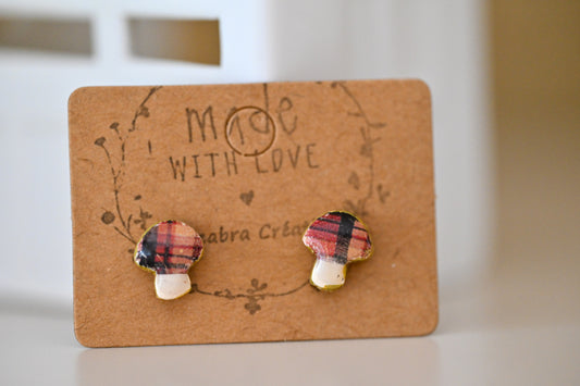 Sous-bois d’Écosse – Mini puces champignon tartan doré